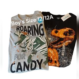 Carter's Set of Two Halloween Long Sleeve Shirts Boy's Size 12/12A NWT